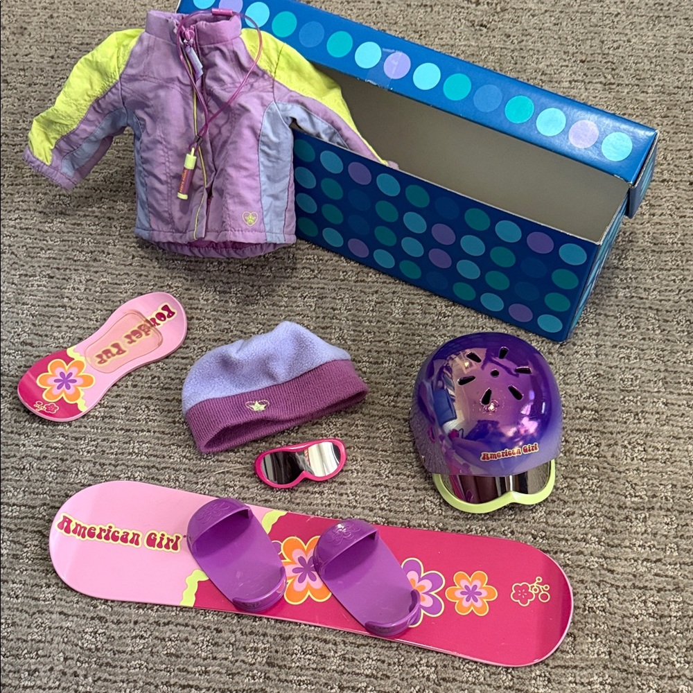 American Girl Pink and Purple Snowboard Set